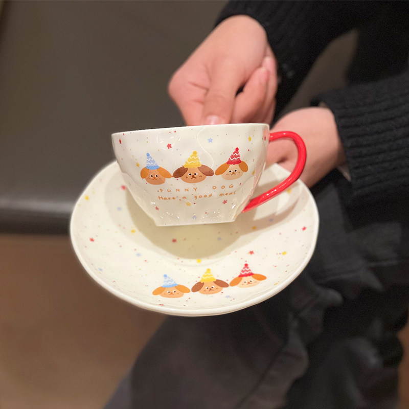 可爱卡通陶瓷咖啡杯碟套装ins家用办公室喝水杯下午茶礼物伴手礼