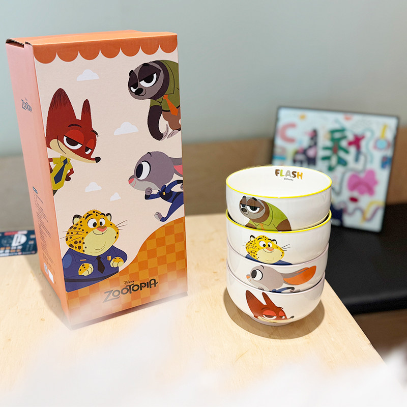 疯狂动物城可爱卡通陶瓷碗套装小众创意家用餐具套装礼物伴手礼