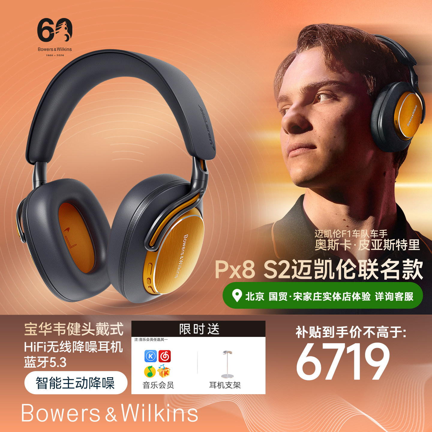 宝华韦健Px8S2迈凯伦联名款耳机图片