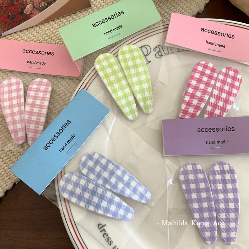 少女风格子BB夹刘海夹碎发夹子