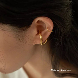 法式 复古扭曲金属耳骨夹女韩国百搭小众气质无耳洞耳饰耳环冷淡风