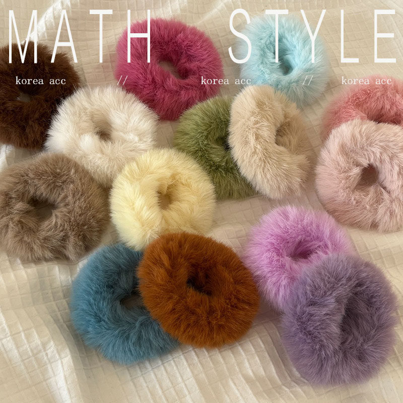 少女糖果色发绳毛绒绒发圈毛毛头绳大肠圈秋冬仿兔毛发饰头饰新款