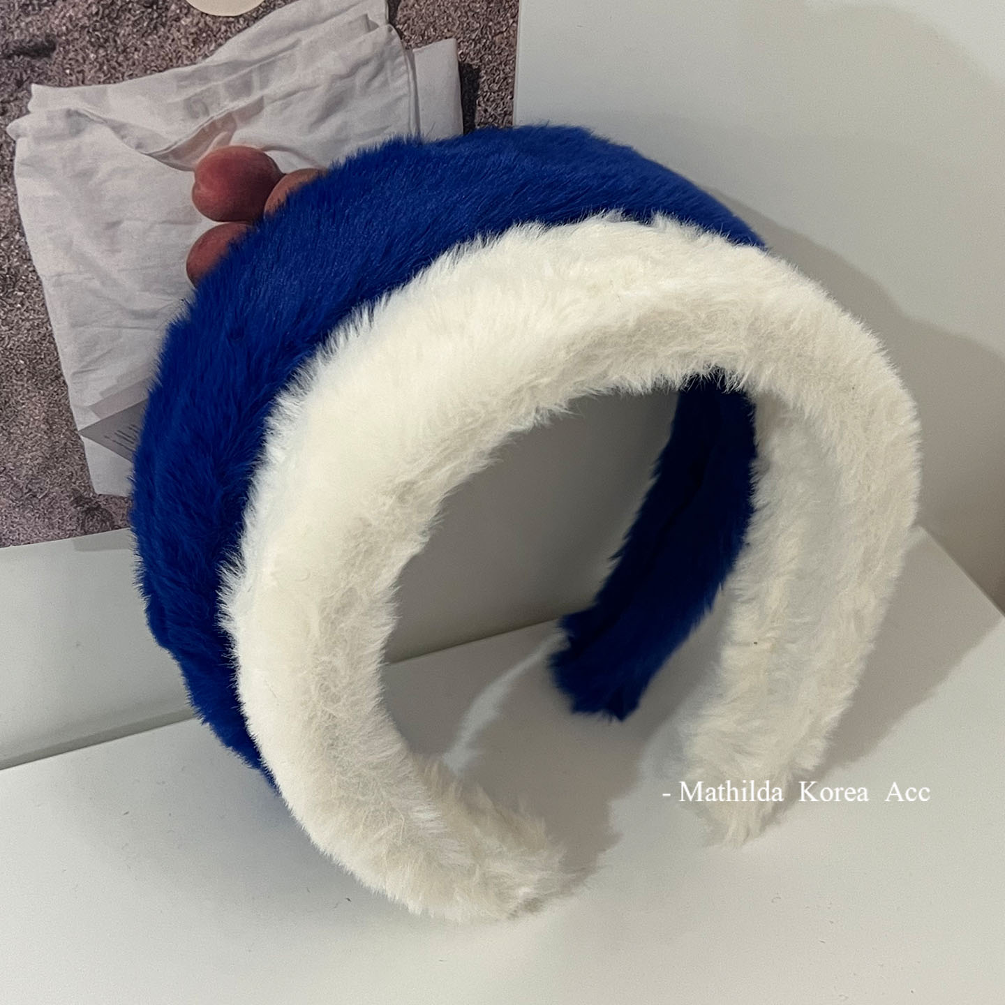 发箍克莱因蓝超厚实色毛绒绒头箍