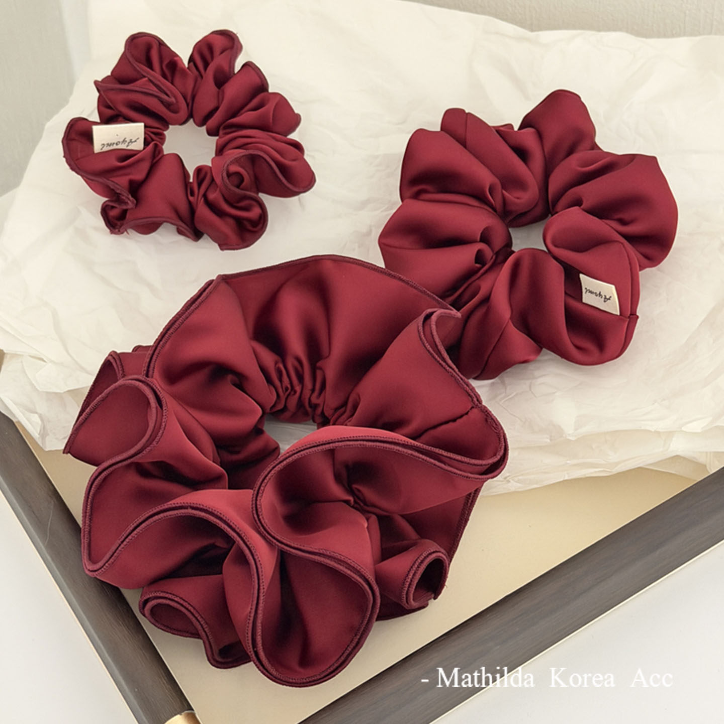 韩系高级感暗红系缎面大肠发圈女慵懒风绑头发绳马尾丸子头扎头绳,饰品/流行首饰/时尚饰品新,发饰,淘宝优惠券,粉丝福利购,淘宝优惠卷