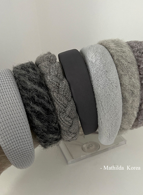 韩国东大门灰色发箍 针织毛线气质百搭宽版厚海绵高颅顶头箍发卡