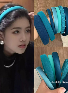 谁戴谁显白！黄皮姐妹爱戴的湖蓝色海绵发箍合集百搭高颅顶头箍女