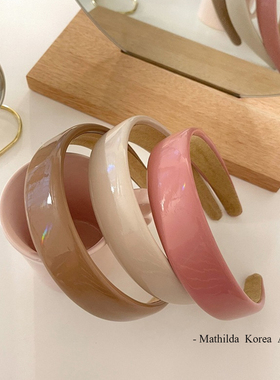 ins简约百搭漆皮发箍日韩网红宽边头箍外出发卡压发2021新款发饰