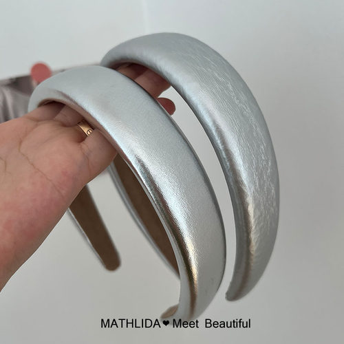 银色海绵甜酷pu皮质压发发箍