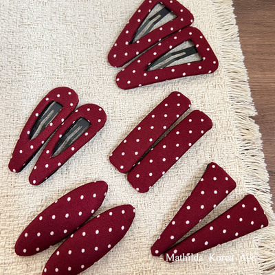 韩国百搭暗红波点布艺刘海BB夹