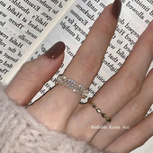 简约百搭气质时尚 超仙精致锆石开口戒指套装 韩国复古个性 指环戒子