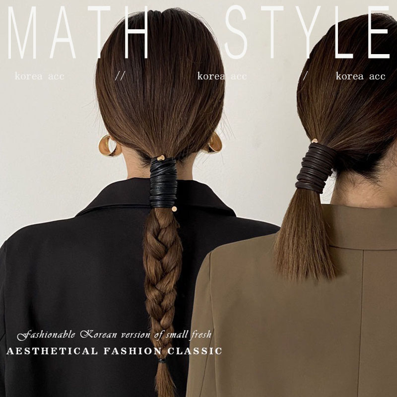 日系皮革绑束发带发饰品女