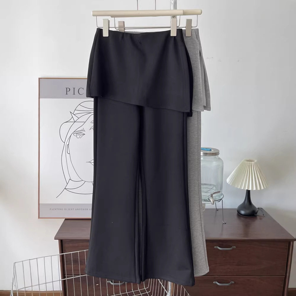 高腰屁帘拼接假两件微喇叭阔腿裤女 复古显瘦长裤休闲裤运动裤子,女装/女士精品,休闲裤,淘宝优惠券,粉丝福利购,淘宝优惠卷