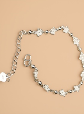 足银五瓣花可调节手链轻奢