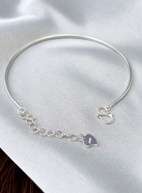 足银999可串珠调节手环女礼轻奢简约百搭时尚DIY搭配螺丝手镯女