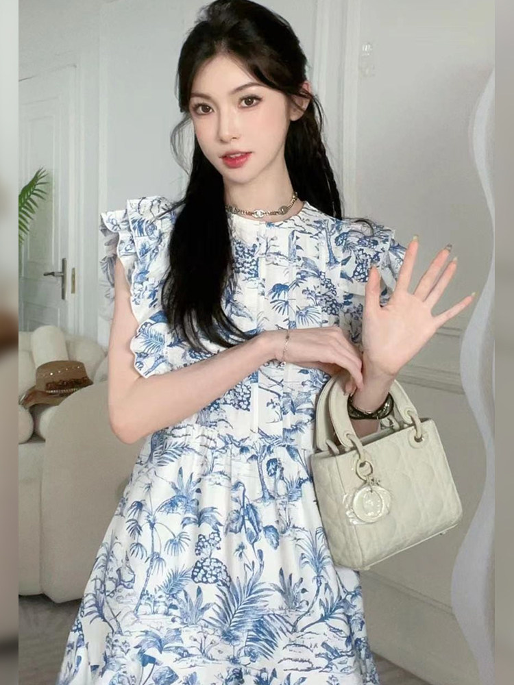 SWEET AND SPICY CHIC STUNNING RUFFLE DRESS SUMMER 2024 NEW WOMENS CLOTHING NEW CHINESE STYLE HOW TO WEAR AN A-LINE SKIRT