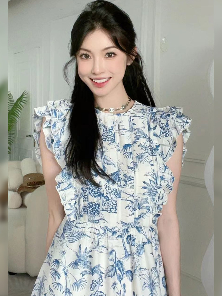 SWEET AND SPICY CHIC STUNNING RUFFLE DRESS SUMMER 2024 NEW WOMENS CLOTHING NEW CHINESE STYLE HOW TO WEAR AN A-LINE SKIRT