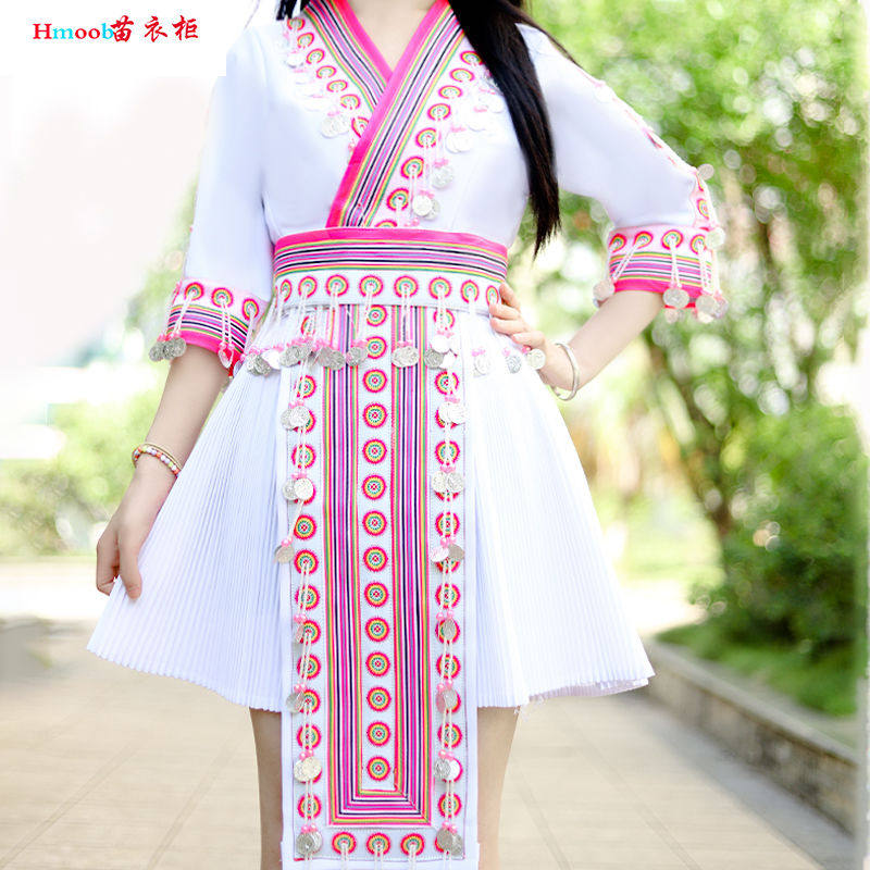 云南文山苗族服装女装2021年春夏季新款苗衣百褶裙少数民族