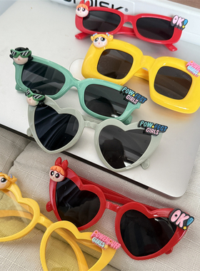 爱心正方卡通玩偶原创小女警防晒墨镜夸张亲子旅游太阳眼镜女学生