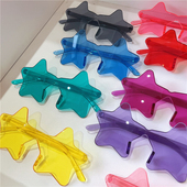 爱心果冻糖果色一体千禧ins辣妹五角星星太阳镜女士无框墨镜男女