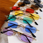 抖音网红攀娘同款 墨镜小方框太阳镜复古街拍金属个性 圆脸潮男女