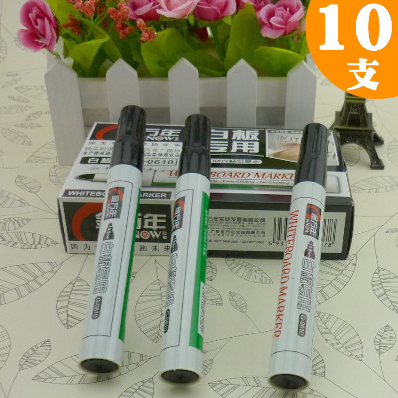 10支金万年白板笔  易擦白板笔 G-0610水性白板笔红色黑色蓝色黑板笔画板笔粗头培训教师用笔