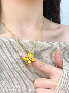 金店同款沙金福蝶项链送女友