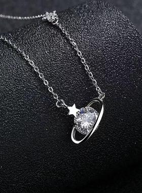 韩版S925纯银银河系星空项链