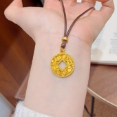 沙金轻奢金色爆闪招财铜钱项链精致时尚 百搭设计感招财铜钱毛衣链