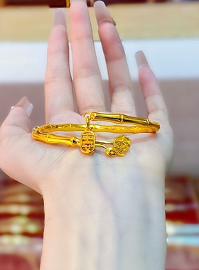 新中式古法沙金国风竹节保平安