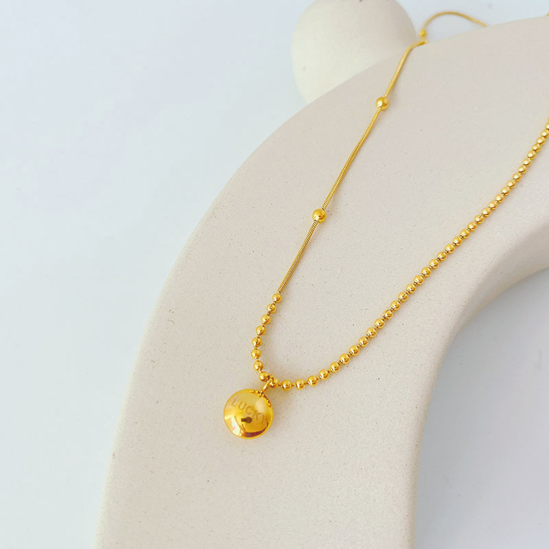 简约luck金豆钛钢项链女小众设计轻奢锁骨链网红ins风级感饰品潮