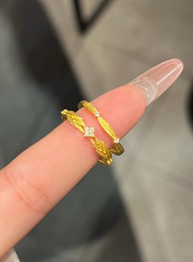 小红书爆款天使之翼古法金色戒指