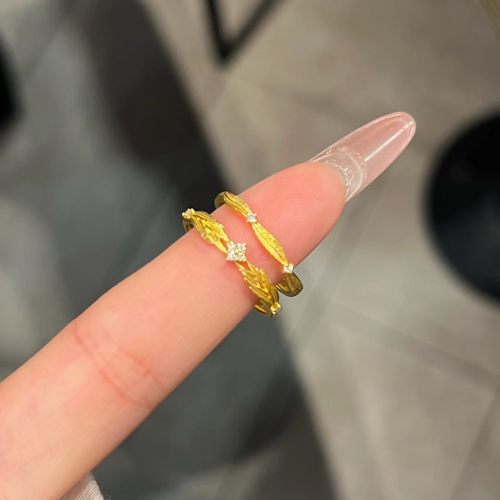 小红书爆款天使之翼古法金色戒指