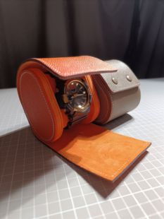 手工定制真皮表盒腕表收纳盒单只装一位出差旅行便携手表皮盒子