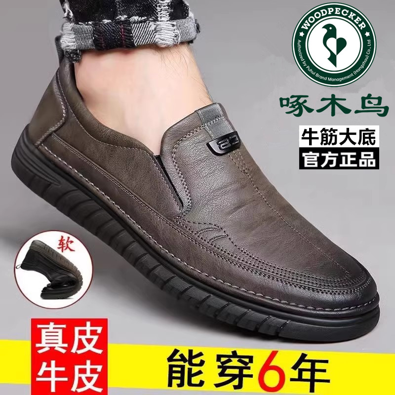 啄木鸟男鞋秋季软底皮韩版