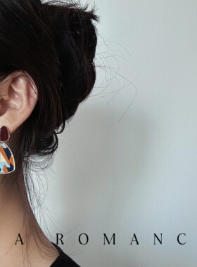 JaR 棕红色滴釉珐琅彩法式复古长款耳坠优雅港风气质百搭耳环耳饰