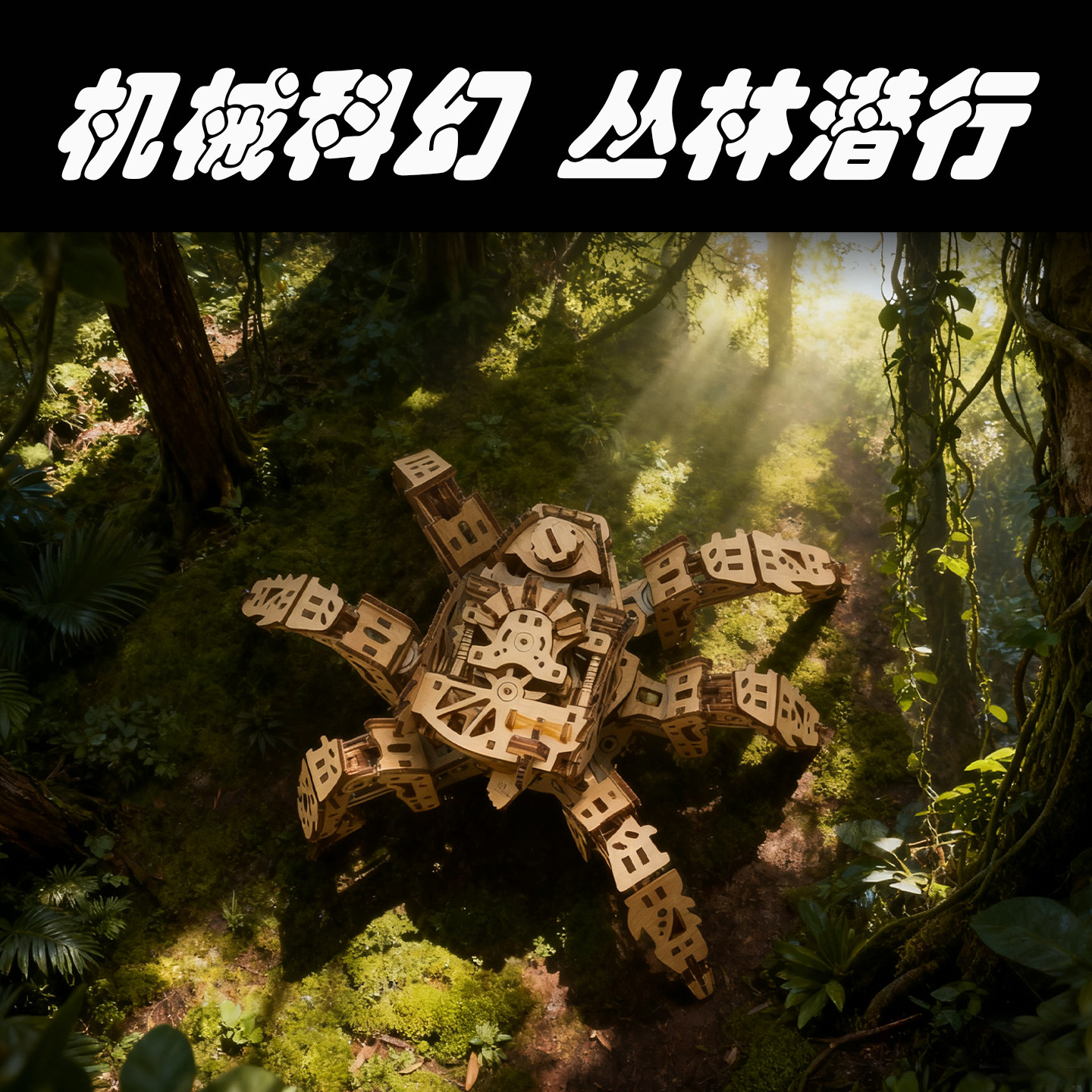 新款六足狩猎者爬行木质拼装3D模型玩具亲子手工拼装益智玩具