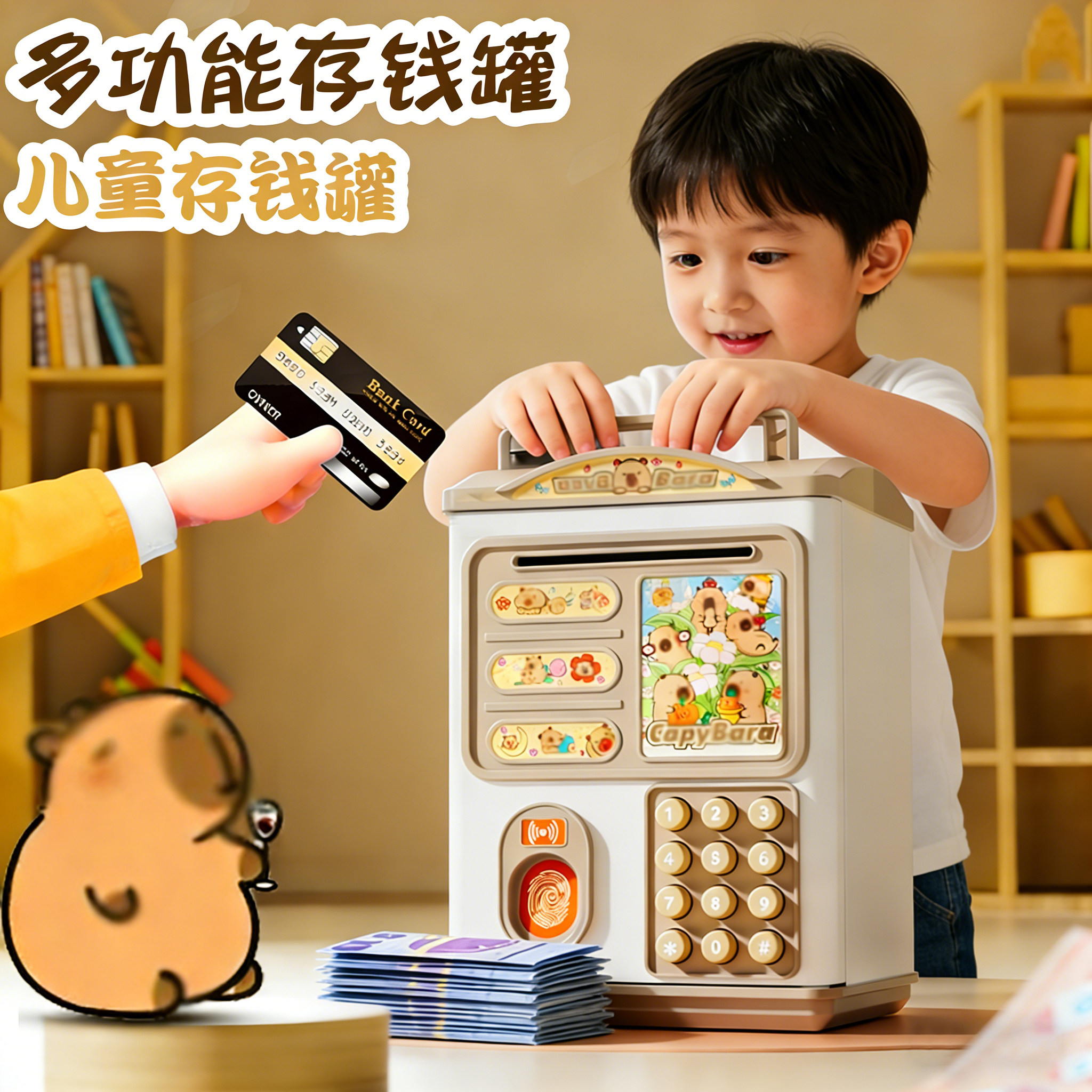 卡皮巴拉大容量纸币存储钱箱儿童存钱罐2026新款保险箱生日礼物O,节庆用品/礼品,储蓄罐,淘宝优惠券,粉丝福利购,淘宝优惠卷