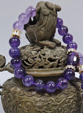 天然原矿紫云母手链ins小众设计