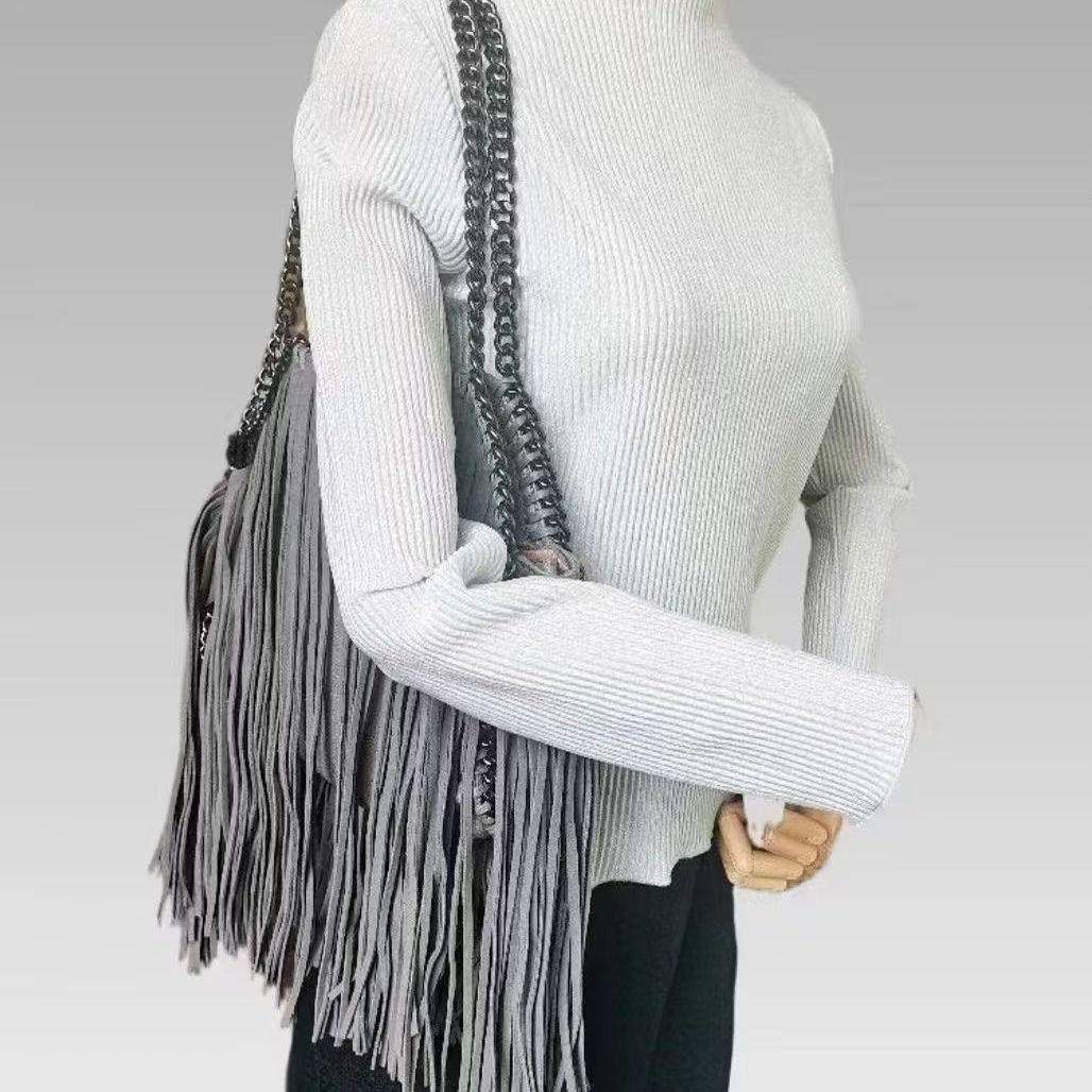 斯特拉女包ST链条包须须流苏真鹿皮单肩斜挎包包法式浪漫百搭个性