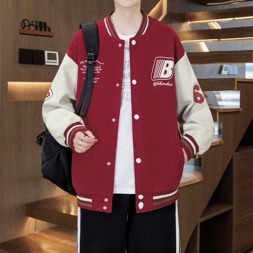 春秋款外套男孩初高中学生帅气棒球服夹克青少年大童男装运动上衣