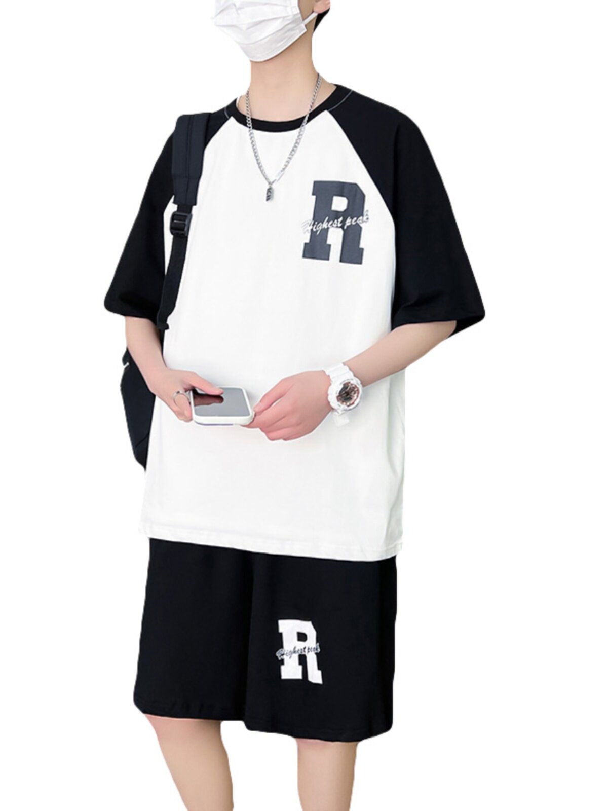 SUMMER YOUTH SPORTS COTTON SUIT BOY JUNIOR HIGH SCHOOL STUDENT SHORT SLEEVE T-SHIRT TOP HANDSOME FAT BIG BOY HALF SLEEVE