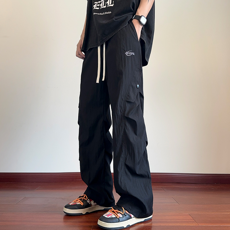 夏季薄款冰丝工装长裤12岁男孩13青少年学生15大童宽松休闲裤子16