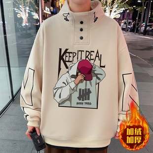 秋冬款 青少年卫衣男孩初中学生加绒加厚上衣大童纯棉半高领打底衫