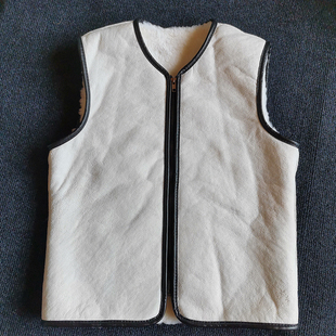 绵羊皮真皮真毛马甲羊皮羊毛背心羊剪绒皮毛一体内胆圆领坎肩定做