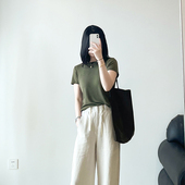 可多色囤 T恤 美丽诺绵羊毛高支鼎奢宽松圆领短袖 经典 纯色