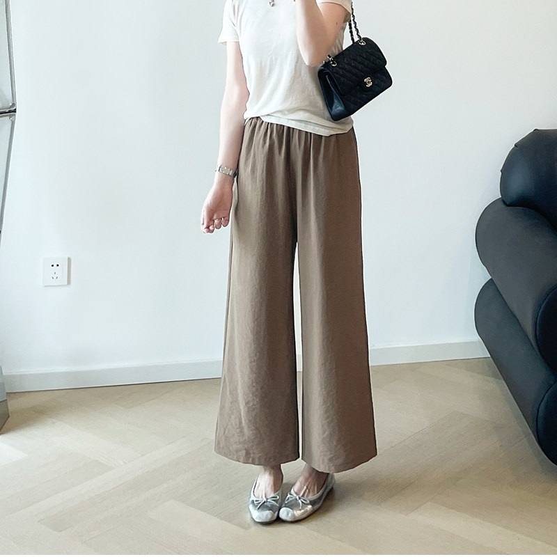 简约百搭不出错 桑蚕丝干丝透气舒适轻薄褶皱肌理感休闲九分裤