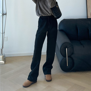 垂顺空气感 毫无抵抗力 莫代尔松紧腰显瘦显腿直加绒直筒休闲裤