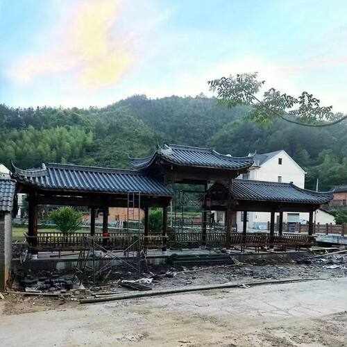 户外防腐木长廊休闲遮阳凉亭景观家用别墅庭院实木亭子防腐田园