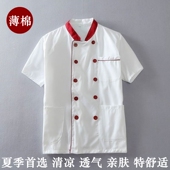 薄款 厨师服短袖 薄棉上衣厨房酒店食堂厨师男女餐饮工作服饭店工装