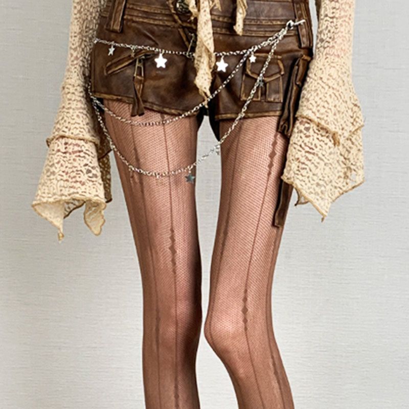 性感黑丝西部牛仔风菱格渔网袜